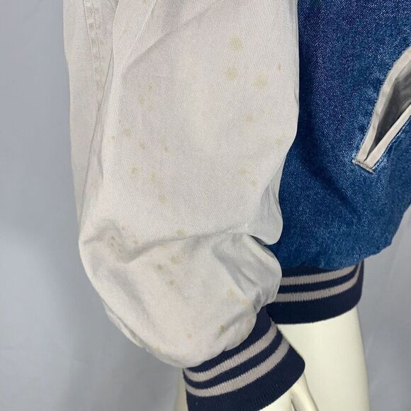 Vintage USA Today Unisex Men's Classic Embroidered Denim Bomber Jacket Size XL - Picture 10 of 16